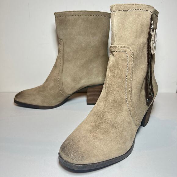 Nine West Zip Boots NW Seastars Boho Taupe Gray Leather New in Box Size 9.5 - Picture 5 of 14